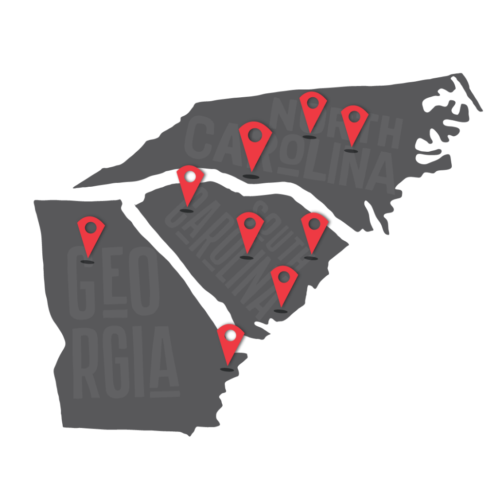 Branch map of GA, SC & NC