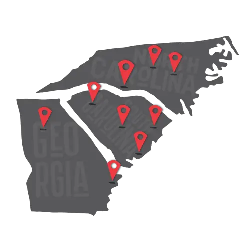 Branch map of GA, SC & NC