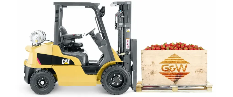 Forklift moving pallets for seasonal agriculture operations