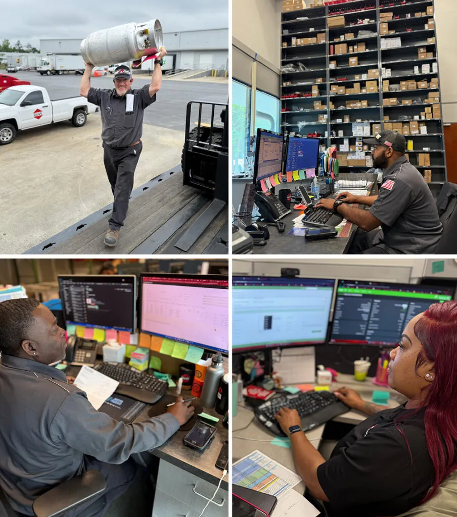 G&W Equipment employees working in parts, service and office roles.