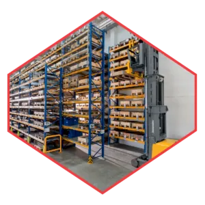 Warehouse material handling and organization.